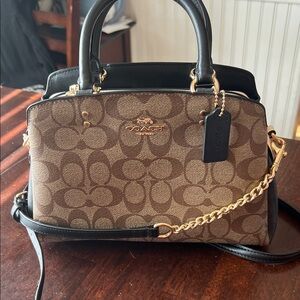 Coach Tan and Black Signature Satchel